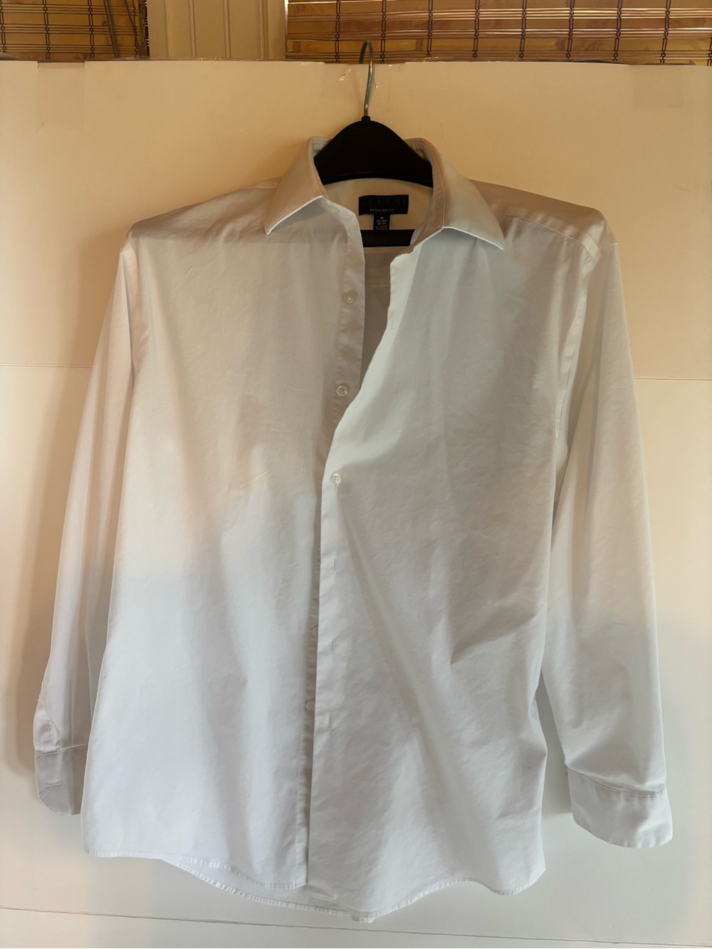 Alfani Men's M Solid White Stretch Dress Shirt 15-15.5 32-33 Regular Fit